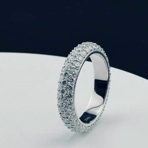 Moissanite Pavé Band Ring | Passes Diamond Tester | 925 Silver